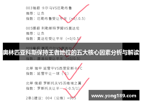 奥林匹亚科斯保持王者地位的五大核心因素分析与解读